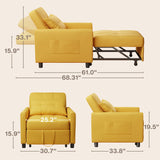 Convertible Sleeper Chair, Aiho 3-in-1 Convertible Sofa Bed Recliner Chair with Pull Out Couch - Yellow