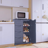 33.5 "H Wooden Bathroom Storage Cabinet with 4 Drawers, a Cupboard and Adjustable Dividers for Bathroom,Living room,and Bedroom - Gray
