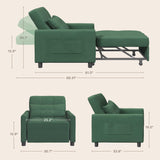 Convertible Sleeper Chair, 3-in-1 Convertible Sofa Bed Recliner Chair with Pull Out Couch - Green