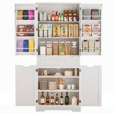 Pantry, Lofka 71" Kitchen Pantry Storage Cabinet with 4 Doors, 12 Shelves and 1 Large Drawer for Dining Room, White
