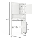 Over the Toilet Storage Cabinet, Aiho 70.3" H Bathroom Storage Cabinet with Adjustable Shelves & 2 Side Hooks, Best Gifts for Bathroom, Small Spaces, White