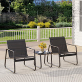Aiho 3 Pieces Outdoor Patio Furniture Set with Textilene Material, Outdoor Chairs Set of 3 with Tempered Glass Table, Perfect for Garden, Lawn, Patio, Pool, Backyard, Balcony, Porch-Black
