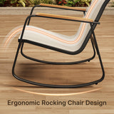 4-piece Rocking Patio Furniture Set, Patio Chairs Conversation Set with 1 Loveseat, 2 patio rocking chairs, 1 Tempered Glass Coffee Table for Lawn, Garden, Balcony, Poolside - Grey