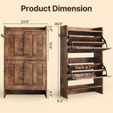 Aiho Shoe Storage Cabinet with 2 Flip Drawers, Narrow Shoe Cabinet with OPen Storage, Entryway Shoe Storage for Foyer, Hallway, Porch, Living Room, Balcony, Bedroom - Retro