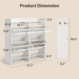 Aiho Shoe Storage Cabinet with 4 Flip Drawers, Narrow Shoe Cabinet with OPen Storage, Entryway Shoe Storage for Foyer, Hallway, Porch, Living Room, Balcony, Bedroom - White