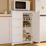 Aiho Wooden Kitchen Pantry Cabinet, 31.5"L Kitchen Storage Cabinets with 4 Drawers, 1 Door and Adjustable Shelves, For Kicchen, Dining Room, Livingroom, Bathroom-White