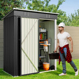 5'x 3'Outdoor Storage Shed with Lockable Door for Backyard Patio Lawn - Dark Gray