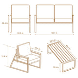 Aiho Outdoor Patio Furniture Set with Weather-Resistant Table, 4 Piece Patio Furniture with Soft Cushion, For Backyard, Poolside, Living Room, Patio, Porch, Garden and Balcony - Gray