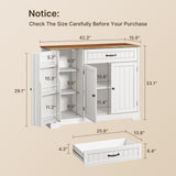 Aiho 43.3" L Buffet Cabinet with Storage, Coffee Bar Cabinet with Drawer & Doors & Shelves for Kichen, Bathroom, Livingroom, White and Rustic Top