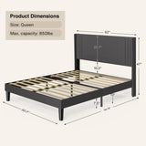 4 Pieces Bedroom Furniture Set, Includes Queen Bed Frame, Nightstands Set of 2, Double Wide 6-Drawer Dresser - Black