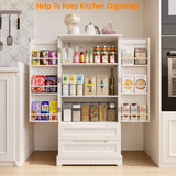 47" Kitchen Pantry Storage Cabinet with Doors and Shelves - White