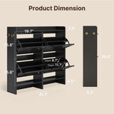 Aiho Shoe Storage Cabinet with 4 Flip Drawers, Narrow Shoe Cabinet with OPen Storage, Entryway Shoe Storage for Foyer, Hallway, Porch, Living Room, Balcony, Bedroom - Black