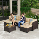 7 Pieces Outdoor Conversation Sectional Set, Patio Rattan Wicker Furniture Set with Pillows and Coffee Table for Garden, Backyard, Poolside, Lawn, Porch - Gray
