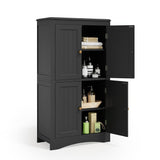 43" Bathroom Storage Cabinet, Freestanding Cabinet with 4 Doors & 3 Adjustable Shelves for Bathroom - Black