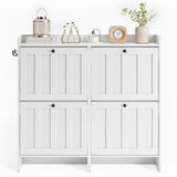 Aiho Shoe Storage Cabinet with 4 Flip Drawers, Narrow Shoe Cabinet with OPen Storage, Entryway Shoe Storage for Foyer, Hallway, Porch, Living Room, Balcony, Bedroom - White