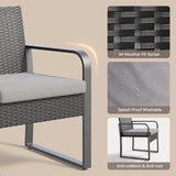 3 Pieces Outdoor Patio Furniture Set with Coffee Table, Aiho Wicker Bistro Table and Chairs Set for Garden, Poolside, Balcony, Yard, Gray