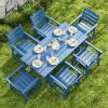 7-Piece HIPS Patio Furniture Set with Umbrella Hole, Outdoor Dining Set for 6, Patio Table and Chairs set for Patio, Lawn, Backyard, Garden, Poolside - Blue