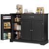 Aiho 43.3" L Buffet Cabinet with Storage, Coffee Bar Cabinet with Drawer & Doors & Shelves for Kichen, Bathroom, Livingroom, Black
