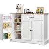 Aiho 43.3" L Buffet Cabinet with Storage, Coffee Bar Cabinet with Drawer & Doors & Shelves for Kichen, Bathroom, Livingroom, White and Rustic Top
