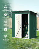 5' x 3' Outdoor Storage Shed with Single Lockable Door - Green