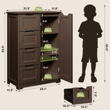 Aiho Wooden Kitchen Pantry Cabinet, 31.5"L Kitchen Storage Cabinets with 4 Drawers, 1 Door and Adjustable Shelves, For Kicchen, Dining Room, Livingroom, Bathroom-Dark Brown