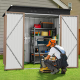 6' x 4' Outdoor Storage Shed with Double Lockable Doors for Backyard Patio Lawn - Light Brown