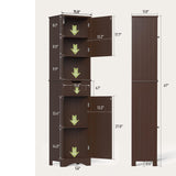 67" H Bathroom Storage Cabinet Organizer with Adjustable Shelves - Dark Brown