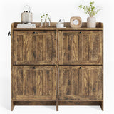 Aiho Shoe Storage Cabinet with 4 Flip Drawers, Narrow Shoe Cabinet with OPen Storage, Entryway Shoe Storage for Foyer, Hallway, Porch, Living Room, Balcony, Bedroom - Retro