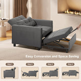Convertible Sleeper Chair, 3-in-1 Convertible Sofa Bed Recliner Chair with Pull Out Couch - Dark Gray