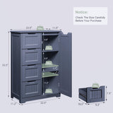 33.5 "H Wooden Bathroom Storage Cabinet with 4 Drawers, a Cupboard and Adjustable Dividers for Bathroom,Living room,and Bedroom - Gray