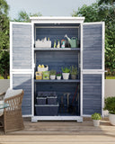 Aiho Wooden Outdoor Storage Cabinet, With Lockable Double Doors And Adjustable Shelves Outdoor Storage Shed, 63.2" Outdoor Tool & Patio Storage For Backyard - Natural