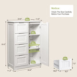 Aiho 33.5" H Kitchen Pantry Storage Cabinet with 1 Door & 3 Drawers & 3 Adjustable Shelves, Modern Kitchen Storage Cabinets for Living Room, Dining Room, White
