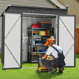 6' x 4' Outdoor Storage Shed with Double Lockable Doors - Gray