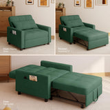 Convertible Sleeper Chair, 3-in-1 Convertible Sofa Bed Recliner Chair with Pull Out Couch - Green
