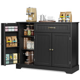 Aiho 43.3" L Buffet Cabinet with Storage, Coffee Bar Cabinet with Drawer & Doors & Shelves for Kichen, Bathroom, Livingroom, Black