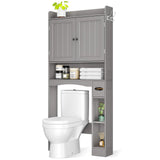 Over the Toilet Storage Cabinet, Aiho 70.3" H Bathroom Storage Cabinet with Adjustable Shelves & 2 Side Hooks, Best Gifts for Bathroom, Small Spaces, Gray