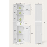 67" H Bathroom Storage Cabinet Organizer with Adjustable Shelves - White