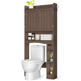 Over the Toilet Storage Cabinet, Aiho 70.3" H Bathroom Storage Cabinet with Adjustable Shelves & 2 Side Hooks, Best Gifts for Bathroom, Small Spaces, Dark Brown
