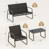 Aiho Outdoor Chairs Set of 4 with Breathable Textilene, Outdoor Patio Furniture Set with Tempered Glass Table, Perfect for Garden, Lawn, Patio, Pool, Backyard, Balcony, Porch-Black