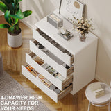 Asofer 32"H 4-Drawer Dresser with Modern Cutout Handles – Stylish Dresser for Bedroom, Living Room，Hallway，White