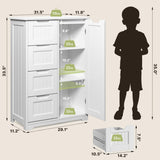 Aiho Wooden Kitchen Pantry Cabinet, 31.5"L Kitchen Storage Cabinets with 4 Drawers, 1 Door and Adjustable Shelves, For Kicchen, Dining Room, Livingroom, Bathroom-White