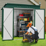 6' x 4' Outdoor Storage Shed with Double Lockable Doors - Green