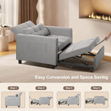 Convertible Sleeper Chair, Aiho 3-in-1 Convertible Sofa Bed Recliner Chair with Pull Out Couch - Light Gray