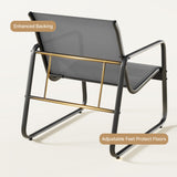 4 Pieces Patio Furniture Set,Textilene Modern Conversation Black Set with Tea Table for Home,Lawn,Balcony, Bistro - Gray