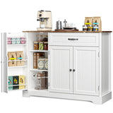 Aiho 43.3" L Buffet Cabinet with Storage, Coffee Bar Cabinet with Drawer & Doors & Shelves for Kichen, Bathroom, Livingroom, White and Rustic Top