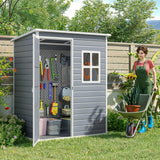 5 x 3 Ft Outdoor Storage Shed with Lockable Door, Aiho Resin Weatherproof Resin Garden Shed with Floor & Ventilation for Patio, Lawn, Gray