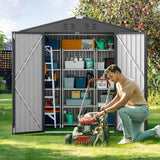 6' x 4' Metal Outdoor Storage Shed with Double Lockable Doors - Gray