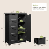 Aiho 33.5" H Kitchen Pantry Storage Cabinet with 1 Door & 3 Drawers & 3 Adjustable Shelves, Modern Kitchen Storage Cabinets for Living Room, Dining Room, Black