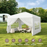 Aiho Easy up Canopy 10x10 with Removable Sidewalls, All-Weather Portable Popup Shade Canopy with 3 Adjustable Height, For Garden, Backyard, Beach, Camping and Party-White