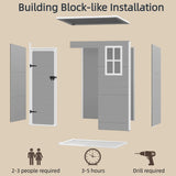 Aiho 5 X 3 Ft Outdoor Storage Shed, Watheproof Metal Garden Shed with Floor & Lockable Door, Perfect for Backyard, Garden, Gray